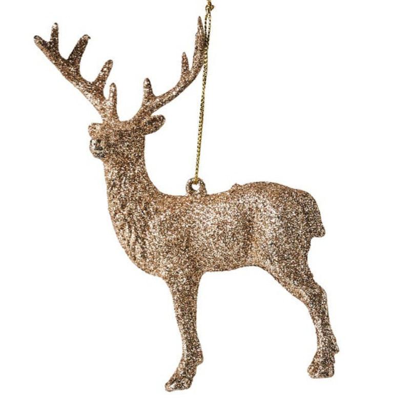 Kerstboomhanger rendier - goudkleurig - 14 cm